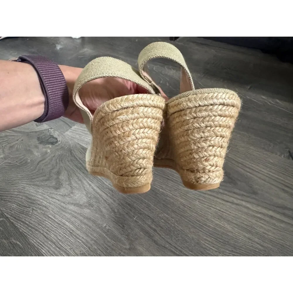 Viscata Palomera Espadrille Canvas Wedge Slingback Sandals Sage Green EU 39 US 8